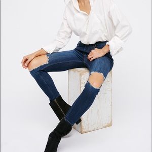 Free People Hi-Rise Busted Knee Skinny jean